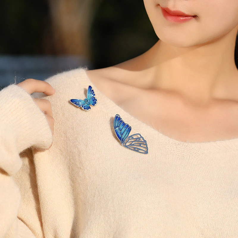 Blue Butterfly Brooch Women‘s Simple Brooches Pins Dress Jacket Accessories Enamel Pin for Women | Украшения и аксессуары