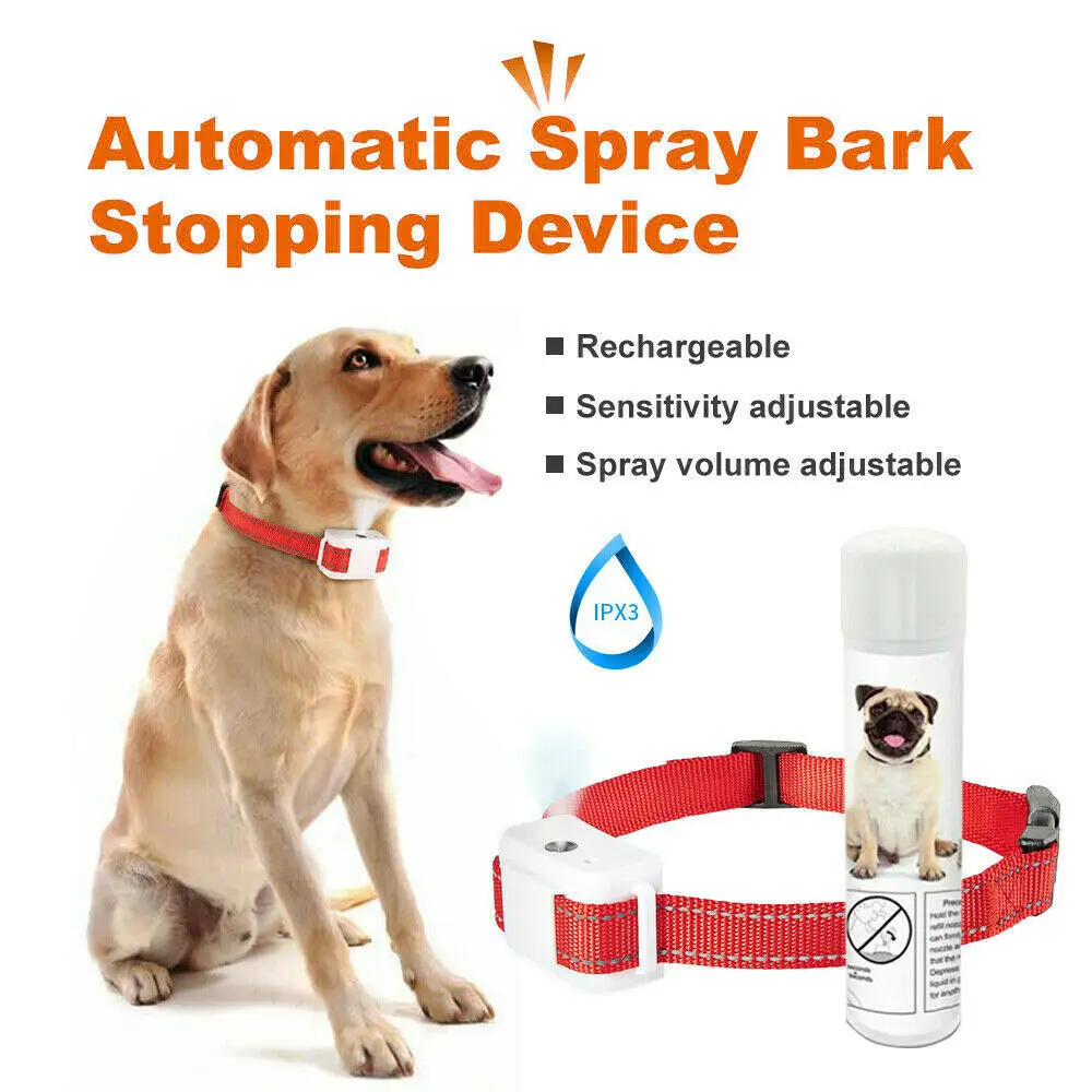 

Dog Trainings Stop Barking Rechargeable Citronella Dog Collar Anti Bark Train Mist Spray Dog Supplies