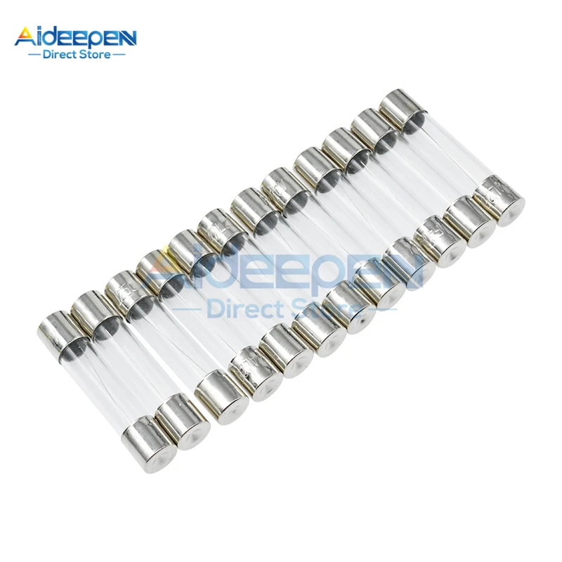 10 шт./лот 3,6x10 мм 6x30 мм 5x20mm Fast Стекло предохранитель 0.5A/1A/1.5A/2A/3A/3.15A/4A/5A/6.3A/7A/8A/10A 250V стеклянный трубчатый предохранитель со свинцом