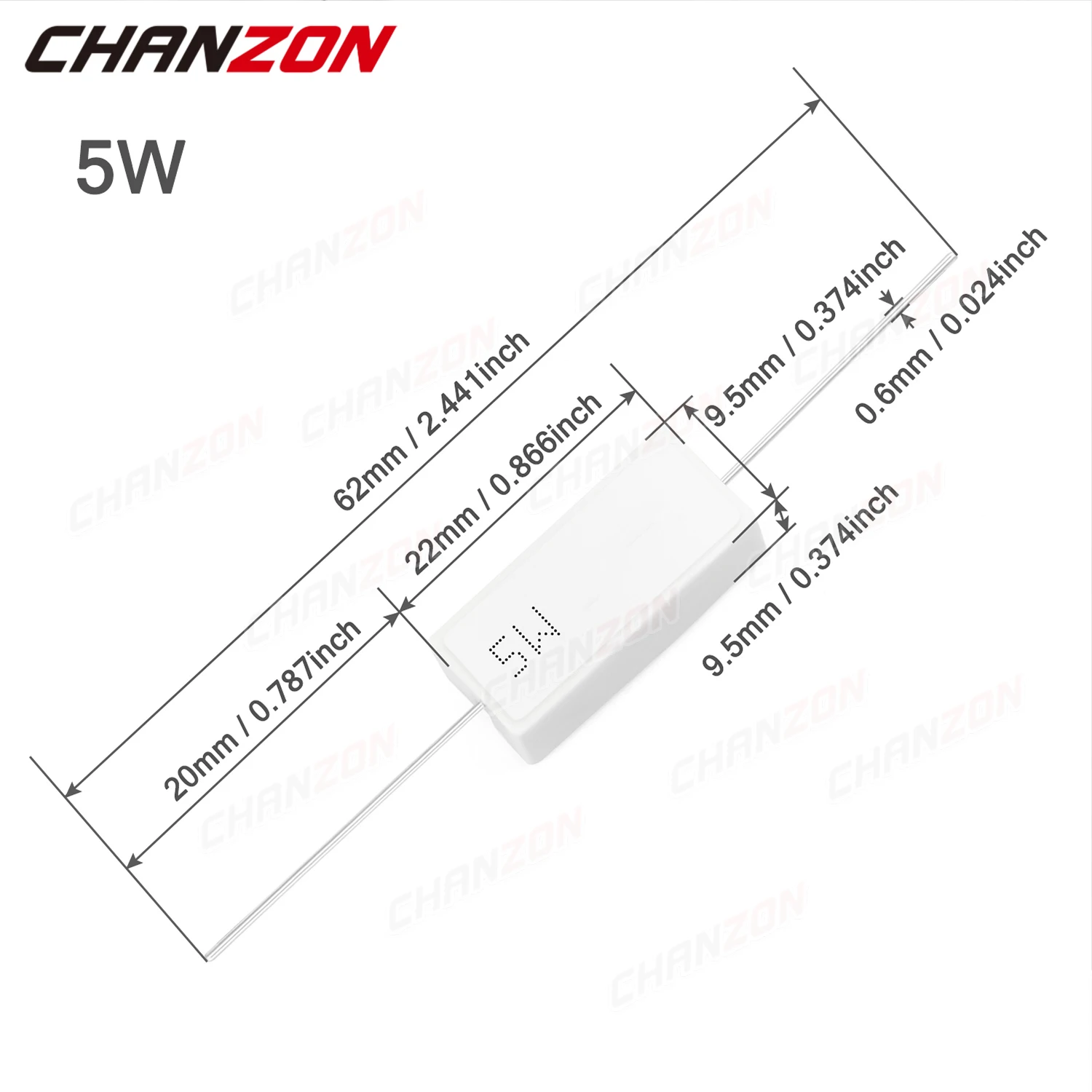 10 Stück 5 W Zementwiderstand 0,5 2 30 33 100 330 1 K Ohm Keramik-Drahtwiderstände SQP5W 5 Watt 0,22 Ohm 5 Ohm 47 Ohm Festwiderstand – Detail 3