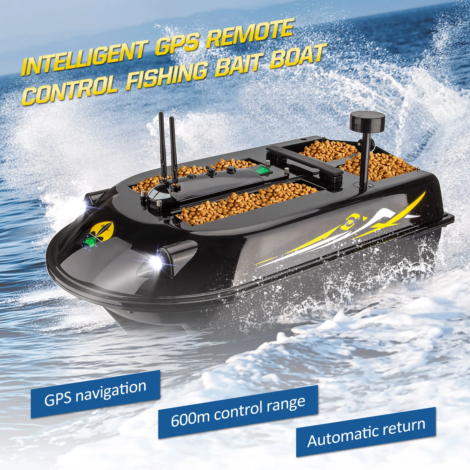 Jabo 12V high speed fishing bait boat with GPS and line release 