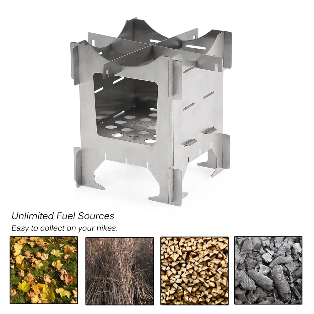 Lightweight Titanium Folding Wood Stove Outdoor Camping Stove Picnic Cooking Backpacking Furnace Survival Cooking Picnic Hunting