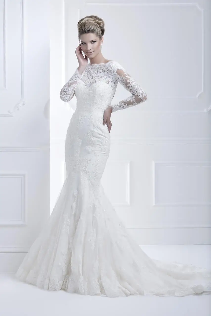 2016 Nieuwe Vestido De Noiva Applicaties Modieuze Romanti Casamento Vintage Lange Mouwen Bruidsjurk Kant Mermaid Trouwjurken 2016 Nieuwe Vestido De Noiva Applicaties Modieuze Romanti Casamento Vintage Lange Mouwen Bruidsjurk Kant Mermaid Trouwjurken