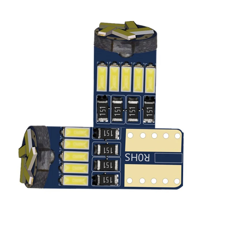 HYZHAUTO 10 шт. T10 W5W светодиодный лампы 194 168 4014-15SMD Canbus автомобиля светодиодный светодиодные фонари чтения/купол/внутренний и внешний створчатый распашный дверь/габаритный фонарь 12V белого цвета