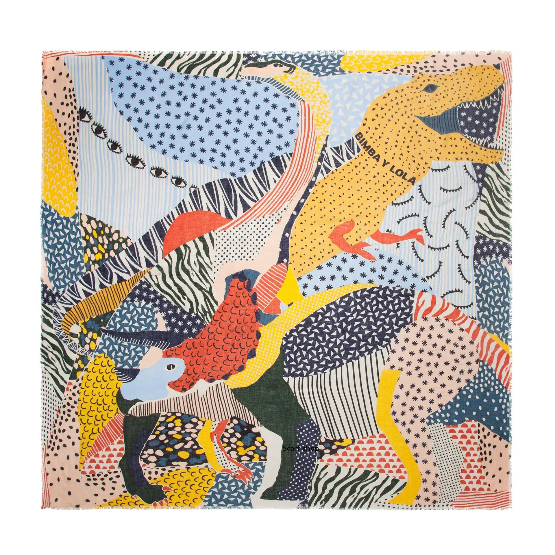

Bimba y lola Light Luxury Scarf Spanish Royal Spring Printing Women's Scarf Multi-Function Square Scarf