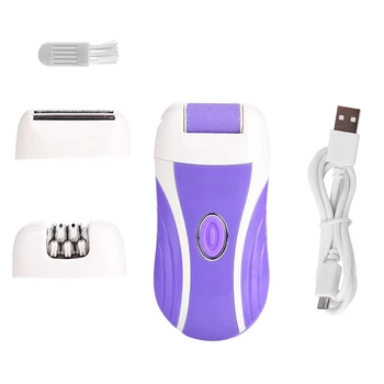 

Purple 3 in 1 Rechargeable Lady Epilator Women Electric Trimmer Hair Removal Depilador Shaver Razor Callus Dead Skin Remover Foo