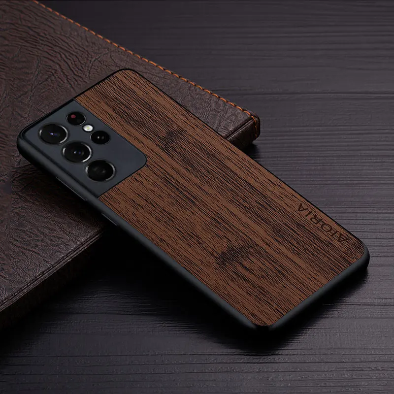 Luxury Bamboo Wood Pattern Leather Phone Case - Elegant Protective Cover