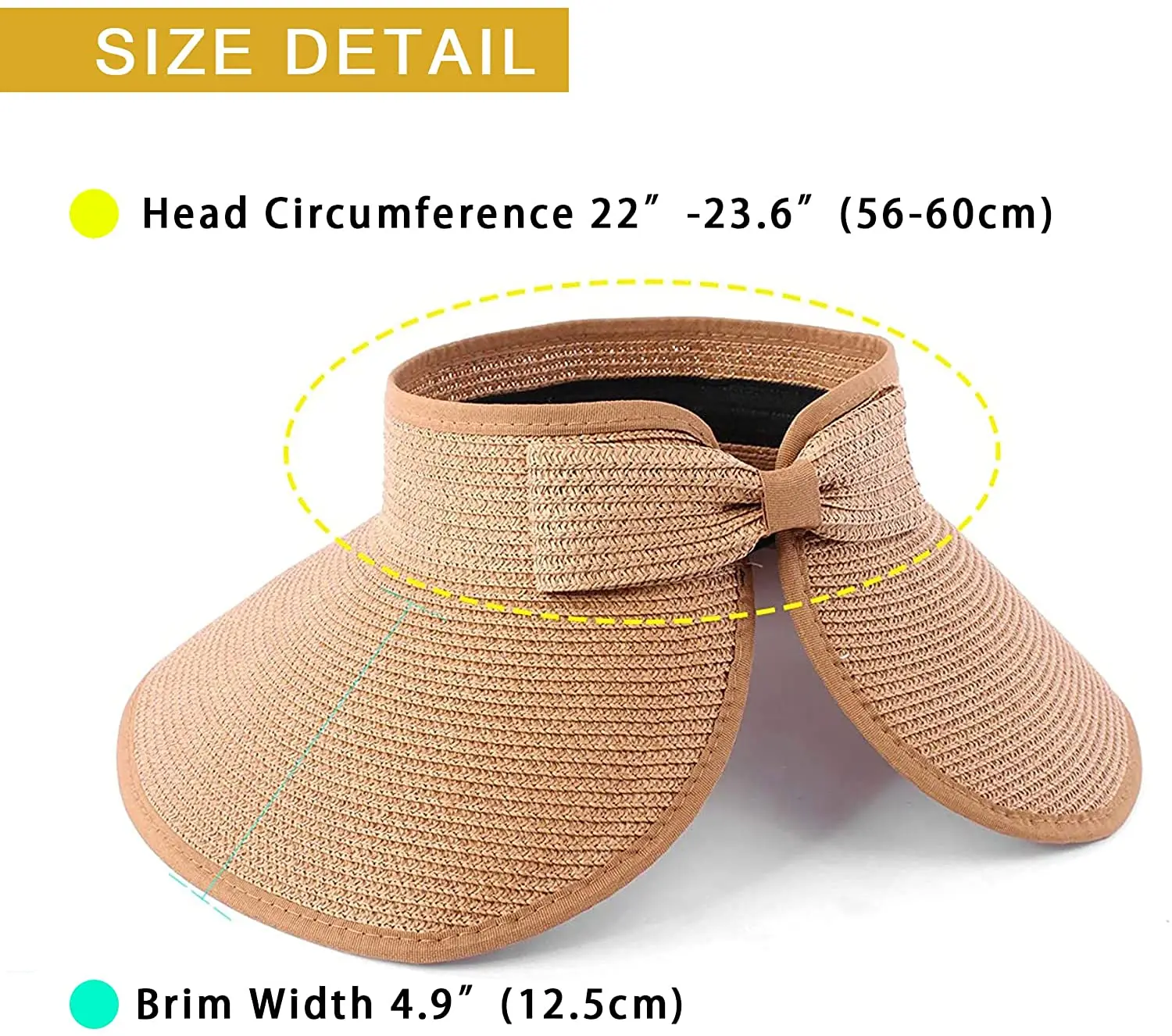 2023 New Women's Sun Hat UPF 50+ Protecetion Wide Summer Hat Brim Roll-up Straw Bow Sun Visor Hats Foldable Topless Beach Hats 6