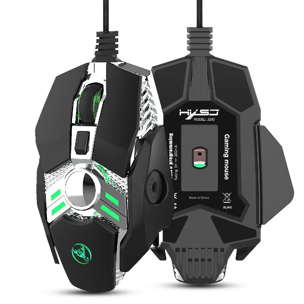 BEESCLOVER Programmable Backlight Mechanical Design Computer Mice 6400DPI 7-Key Wired Gaming Mouse r60