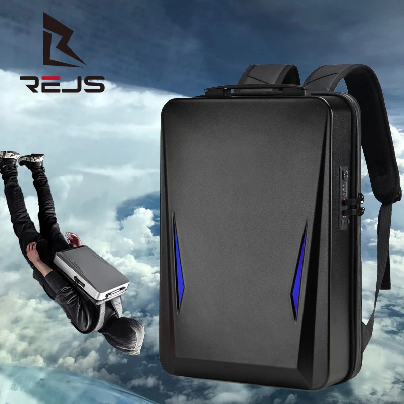 REJS LANGT Anti-Theft Backpack with Charging 17.3 Inch Laptop Backpack Men Fashion Hard Shell School Bag Business Travel Mochila