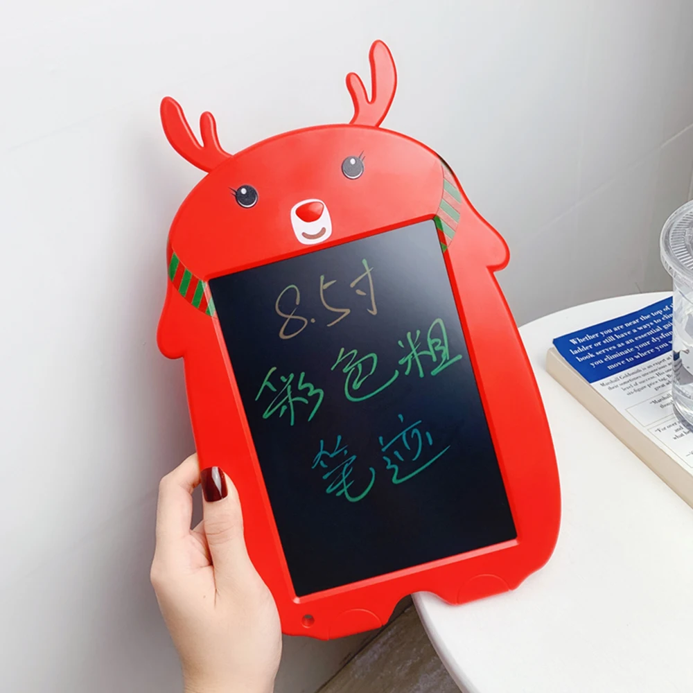 red Рождественский подарок 8,5 дюймов цветной lcd блокнот для письма мультяшный планшет для рисования электронная графическая доска для письма планшет для рисования - Цвет: red