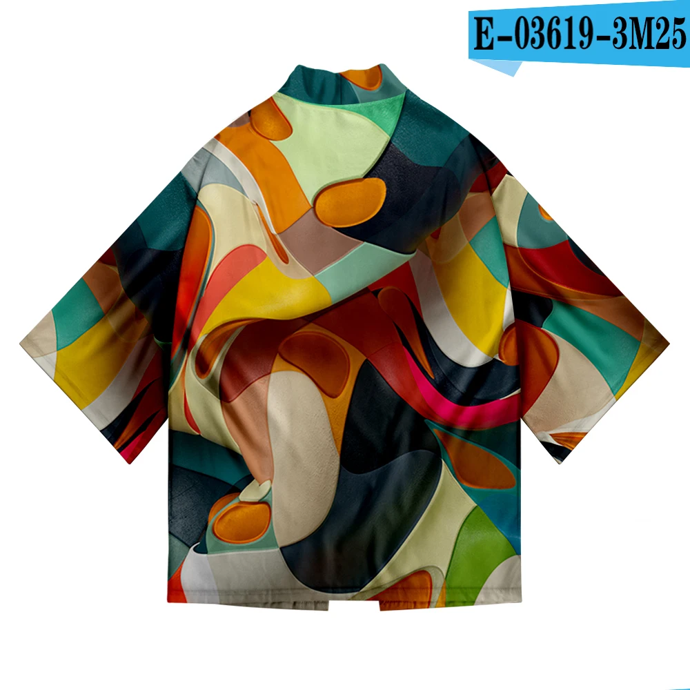 Текстура крутая 3D печать японское кимоно Haori Yukata Косплей женщин/мужчин Мода Лето Повседневный короткий рукав - Цвет: D
