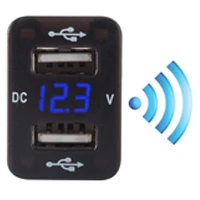 Самые модные 4.2A Dual USB Автомобильное зарядное устройство вольтметр 12 в разъем USB адаптер зарядное устройство s Быстрый двойной порт USB Автомобильное зарядное устройство для Toyota - Название цвета: FTWU(DW)-B