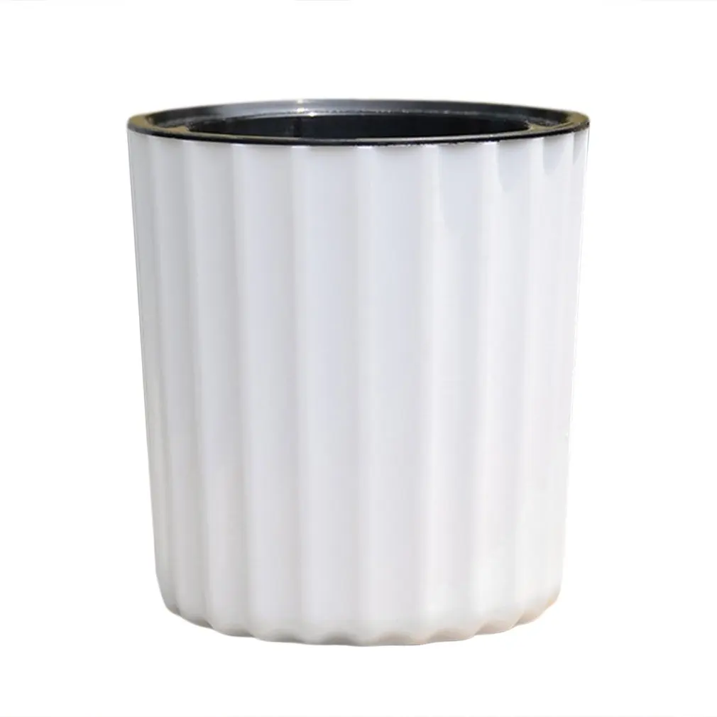 

New Automatic Vertical Stripes Round Shape Self Watering Plant Flower Pot Planter For Desktop Table Floor Garden Home Decoration