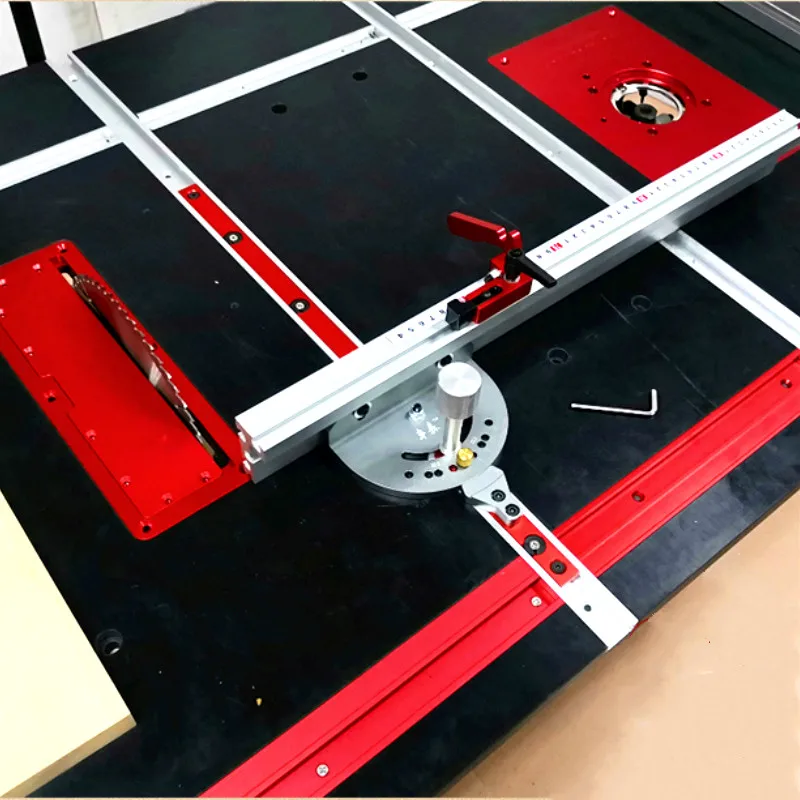 

WoodWorking Tool Miter Gauge and 400/600/800mm Alluminium Fence with Metric Scale,Saw Flip Cover Plate,Ruter Table Insert Plate