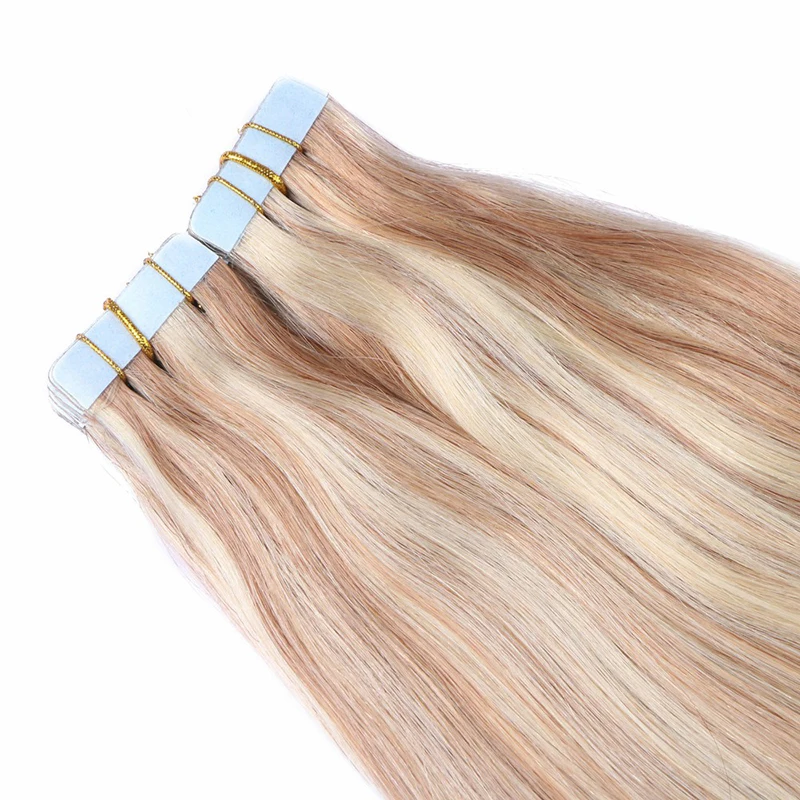 P27/613 Ombre Human Hair Tape In Extensions Mongolian 20inch 2.5g/pcs Seamless Skin Weft PU Straight 100% Remy Hair Extensions