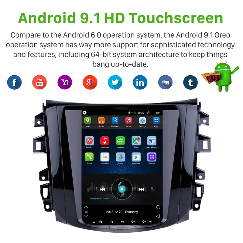 Flash Deal Harfey Multimedia Player with Rear camera Mirror  WIFI for 2018 Nissan NAVARA Terra 9.7" Car GPS Navi Android 9.1 Radio 4G LTE 1