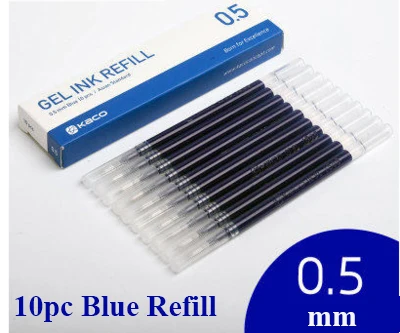 10 шт. синие/черные/красные/цветные чернила для Xiaomi Pen KACO 0,5 мм ручка для школы для офиса гладкая написание прочный заправка - Цвет: 10pcs blue refill