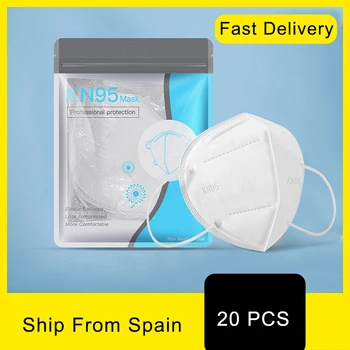 

20Pcs FFP2 Ship From Spain KN95 Mask Dustproof Personal Protect Breathable Face Mask Filtration KN95Masks Mouth Muffle FFP2Mask