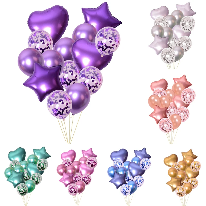 

14pcs Latex Balloon Set Popular Metallic Color Celebration Wedding Birthday Party Festival Decoration Globos Latex Balloons D30