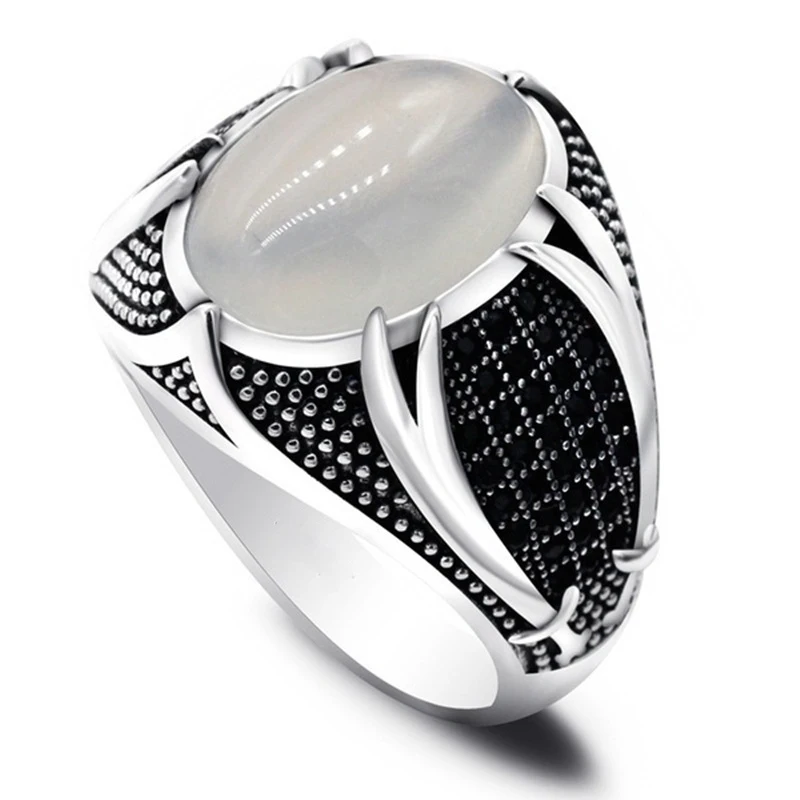 Vintage Carved Pattern Zircon Stone Rings for Men Accessories Wedding Jewelry Fashion Handmade Finger Rings wedding rings finger rings jewelry rings ring jewelry