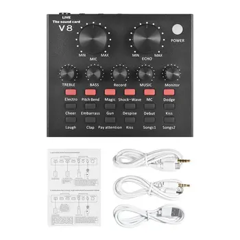 

V8 Full Set of Voice Recorder Computer Anchor Microphone Live Broadcast Equipment Portable Sound Card Set ONLENY