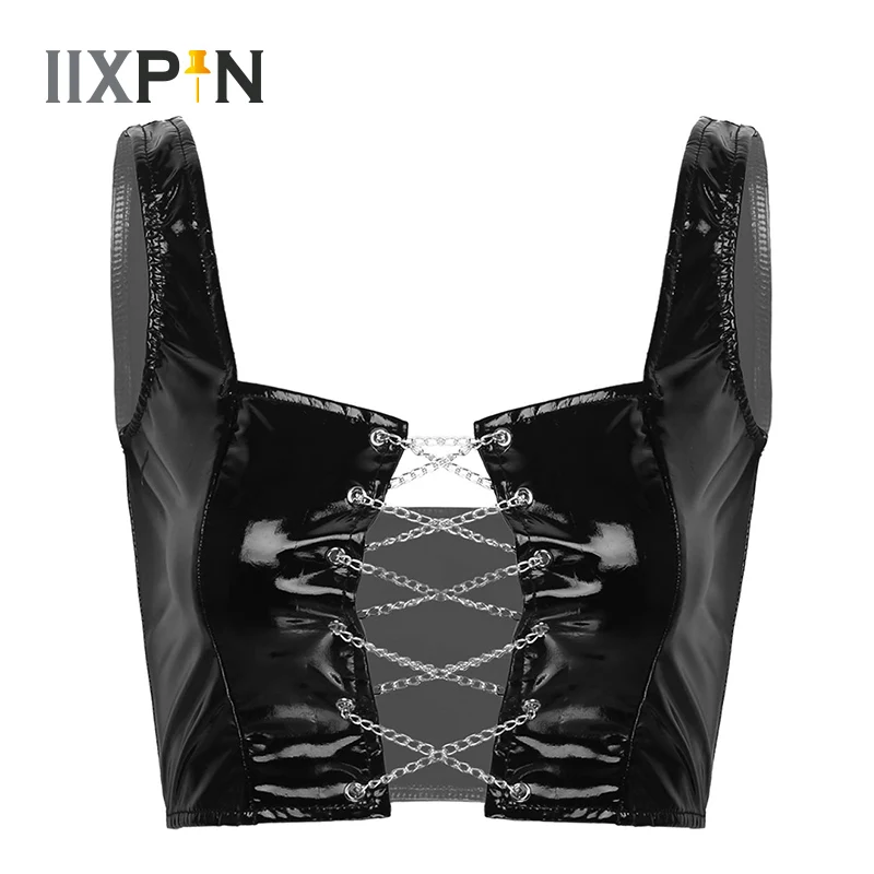 Женские костюмы для танца шеста сексуальная майка топ с мокрым внешним видом