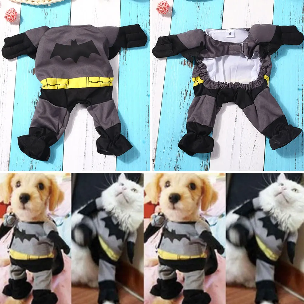 

1Set Cat Dog Puppy Cotton Batman Style Apparel Coat Cothes Costume Party