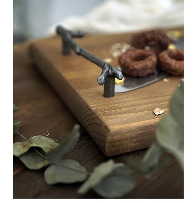 Vintage Style Wood Cake Plates Creative Antlers Handle Desserts/Fruits Plate Eco Natural Wood Storage Trays Dinner Tableware