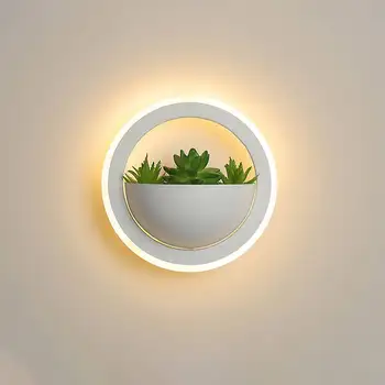 

Nordic LED Wall Lamp Bedroom Bedside Lamp Modern Minimalist Green Creative Plant Wall Lamp Corridor Decorative Wall Lamp