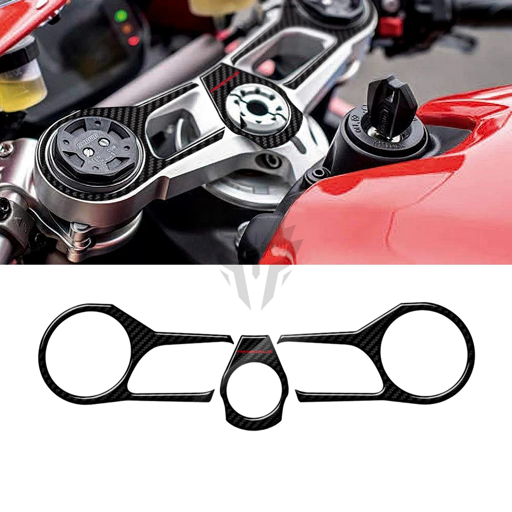 3D motorcycle Carbon-look Upper Triple Yoke Cover Protector Decal sticker Case for Ducati 1199/1299 Panigale 2012-2017 chrome front grille grill upper cover trim sill 1pcs for mazda cx 5 2012 2013 2014 2015