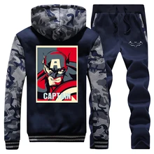 *#Best Price Captain America Batman Print Tracksuit Men Thick Hoodie Sweatshirt Winter Jacket+Pant 2pcs Set Mens Warm Suit Sport Suit Outdoor *#Best Price Captain America Batman Print Tracksuit Men Thick Hoodie Sweatshirt Winter Jacket+Pant 2pcs Set Mens Warm Suit Sport Suit Outdoor