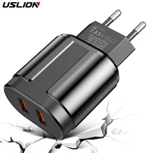 USLION EU/US Plug 2.4A Max двойной USB адаптер быстрой зарядки настенное Универсальное зарядное устройство для мобильного телефона iPhone для samsung Xiaomi