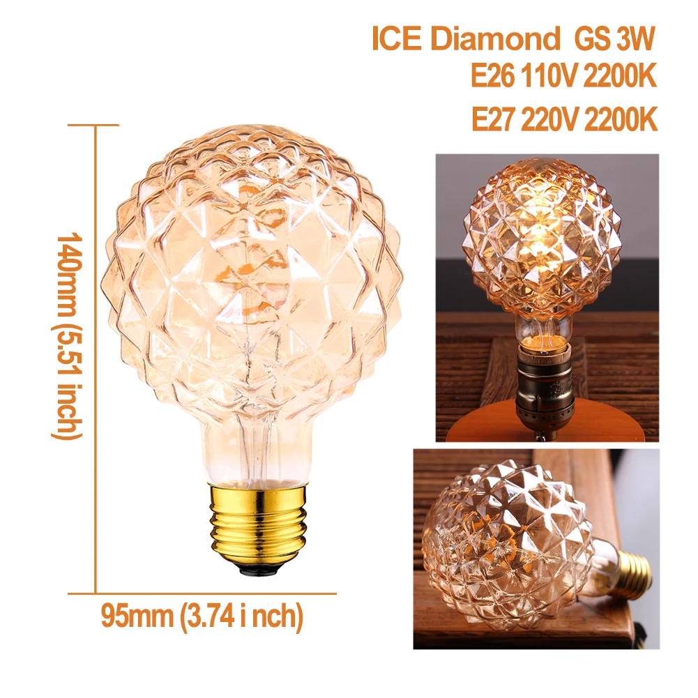 E27 Retro Spiral Light LED Filament Bulb 110V 220V ST64 G80 G95 G125 Dimmable 4W 2200K Vintage Lamps For Decorative Lighting