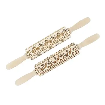 

Rolling Pin Embossing Baking Cookies Biscuit Fondant Cake Dough Patterned Roller pumpkin bat Christmas Halloween