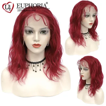 

Burg Red Blonde 27 Colored Wig Body Wave Human Hair Lace Front Wigs Brazilian Remy 13X4 Lace Closure Frontal Hair Wig EUPHORIA