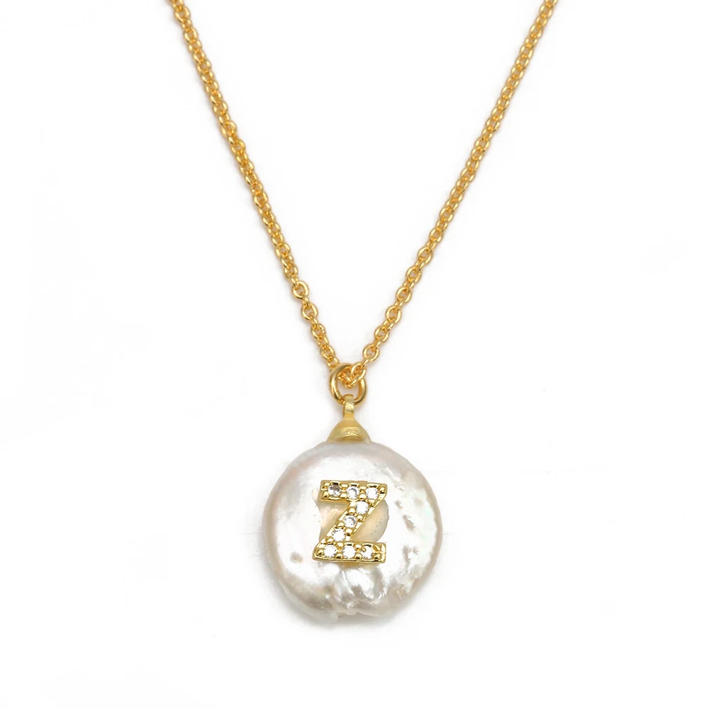 Z EVIL EYE Micro Pave 26 ожерелье с буквенными подвесками золотая цепочка с алфавитным жемчугом ожерелье ювелирные изделия для женщин EY6469 - Окраска металла: Z