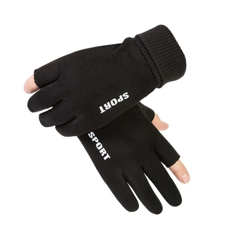 Женские мужские зимние велосипедные перчатки с сенсорным экраном, ветрозащитные тепловые пушистые спортивные варежки
