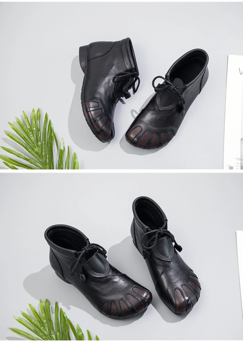 GKTINOO/Модные осенние ботинки на плоской подошве ботильоны из натуральной кожи Повседневная Винтажная обувь ретро брендовый дизайн женские ботинки ручной работы