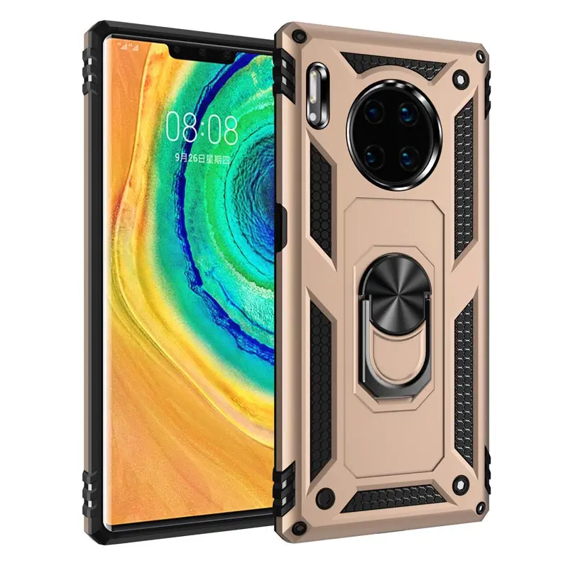 Противоударный чехол-бампер для huawei P30 Pro P30 P20 lite mate 20 30 lite P smart Чехол-держатель с кольцом на палец для huawei P30 - Цвет: Gold