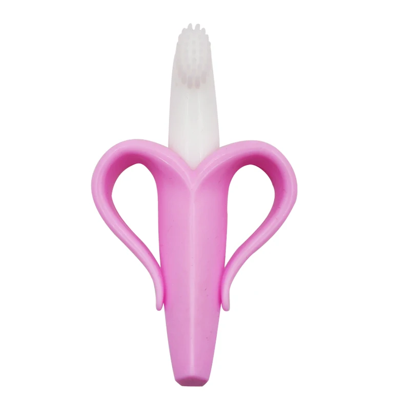Подарок для маленьких детей Детская, жевательная Силиконовая пустышка учебная зубная щетка без добавления бисфенола А типа "банан" Форма безопасный Прорезыватель для зубов жевательные игрушки Детское Зубное кольцо