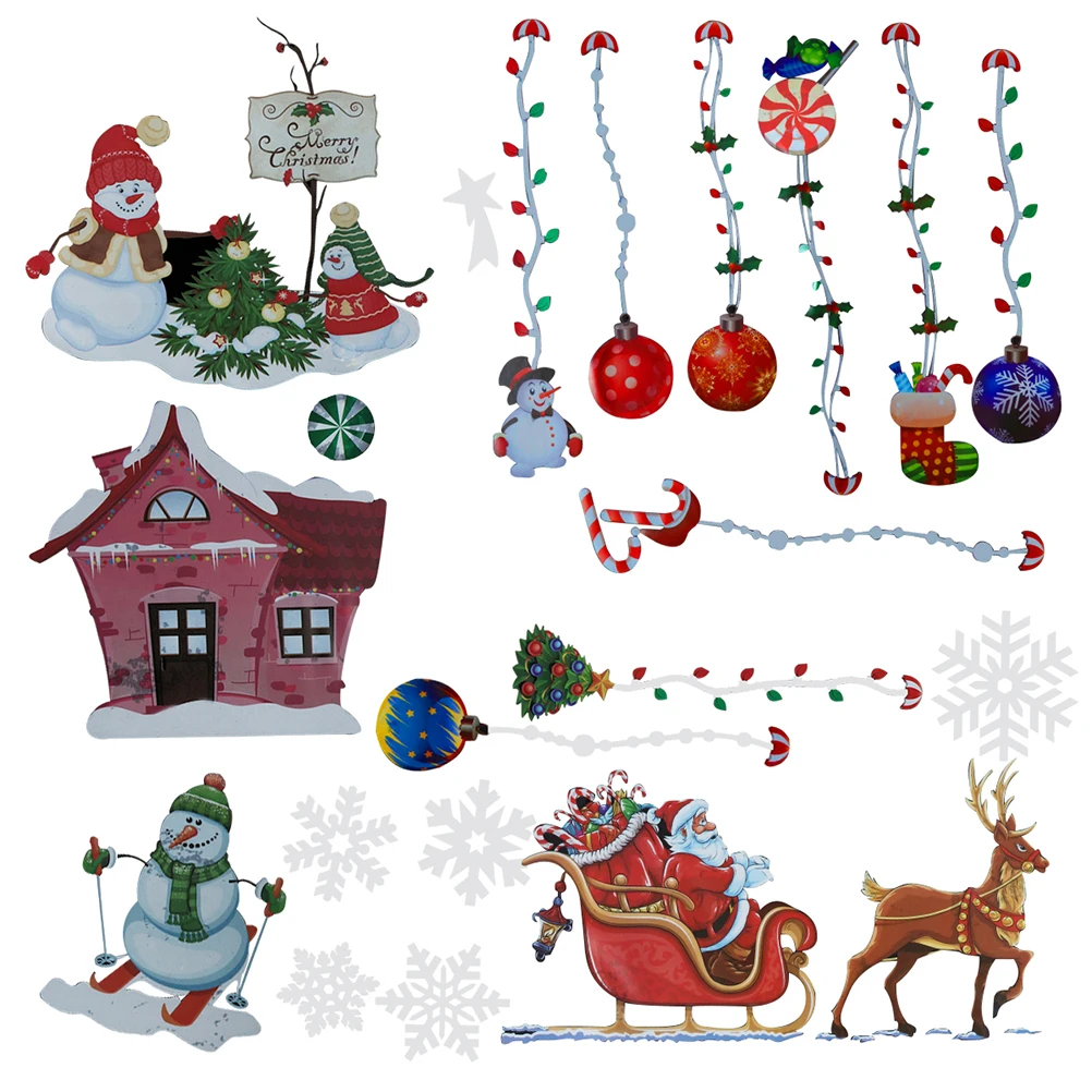 

1 set Christmas Window Stickers Colorful Christmas Stickers Christmas Baubles for Home Door Decor Clings