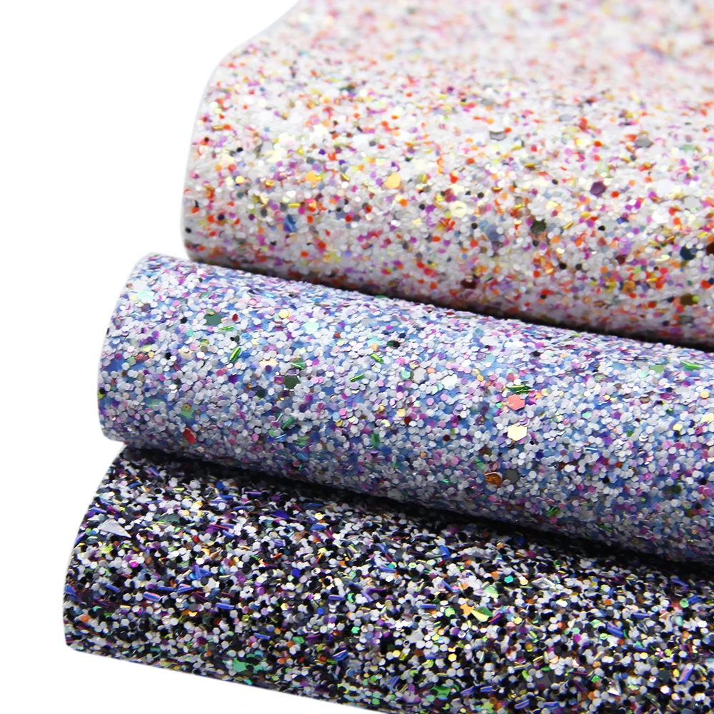 20*34cm Chunky Glitter With Colorful Sequins Synthetic Leather，DIY Handmade Materials For Making Crafts,1Yc7333