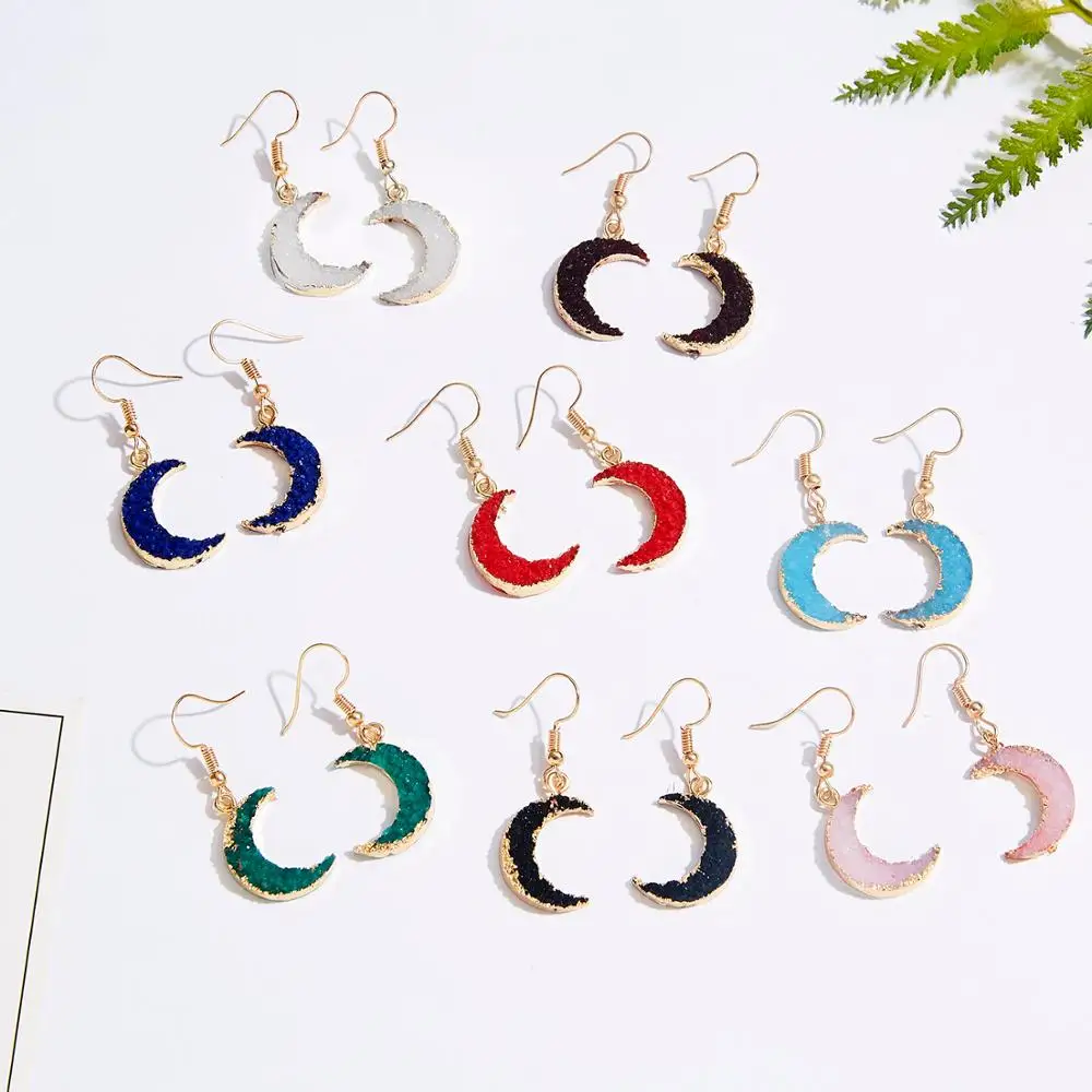 Belleper корейские модные шикарные серьги из натурального камня и смолы длинные
