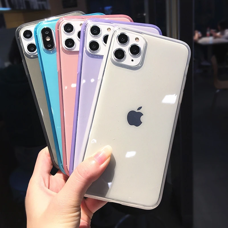 Прозрачный ударопрочный чехол LOVECOM для iPhone 12 Mini 11 Pro Max XR X XS 7 8 Plus Мягкий
