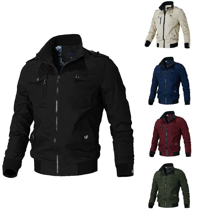 

FALIZA Military Jacket Army Men's Spring Autumn Cotton Bomber Jackets Windbreaker Pilot Coat Cargo Flight Jacket Male Clothes