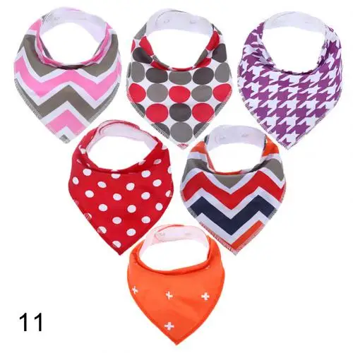 6Pcs Baby Floral Dots Double Layer Triangular Bibs Soft Drooling Feeding Towel New - Цвет: 11