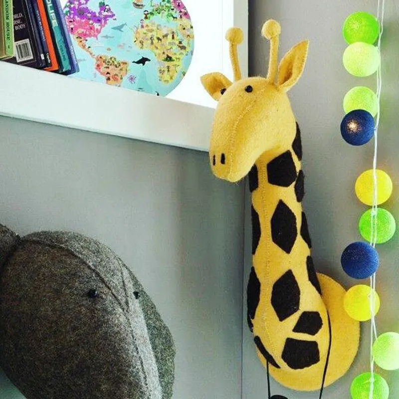 Giraffe Висячий орнамент детская комната Единорог слон игрушка-кролик плюшевые игрушки голова декорация декор для стен День рождения Свадьба Подарок - Цвет: Giraffe