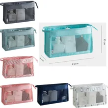 Сетчатая косметичка для путешествий, хранение туалетных принадлежностей, сумка с ручкой, подвесная сумка для переноски