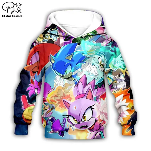 Kids hoodies Детские толстовки с капюшоном с 3d принтом в стиле Харадзюку; толстовка с рисунком ежика; детская куртка на молнии для мальчиков; рубашка; брюки - Цвет: Kids hoodies